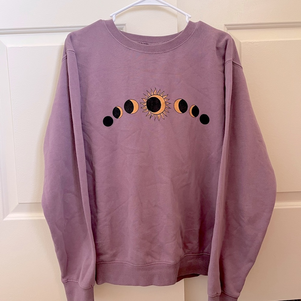 Moon Phases Purple Crewneck